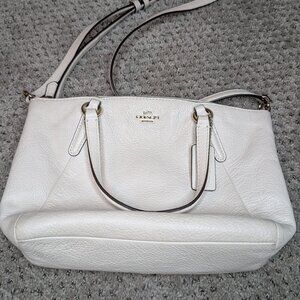 Coach Mini Kelsey in White/Chalk Pebbled Leather